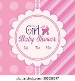 Colored label on a textured background for baby showers. Vector illustration
