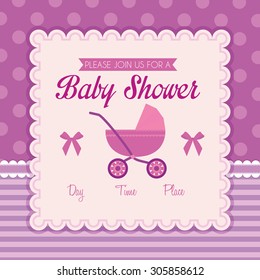 Colored label on a textured background for baby showers. Vector illustration