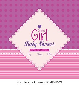 Colored label on a textured background for baby showers. Vector illustration