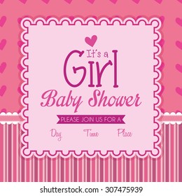 Colored label on a textured background for baby showers. Vector illustration