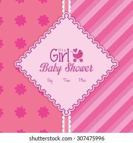Colored label on a textured background for baby showers. Vector illustration