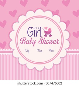 Colored label on a textured background for baby showers. Vector illustration