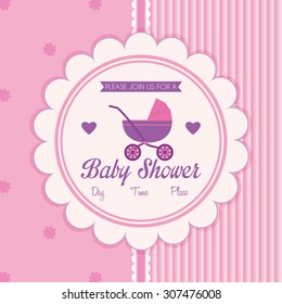 Colored label on a textured background for baby showers. Vector illustration