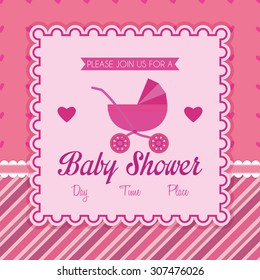 Colored label on a textured background for baby showers. Vector illustration
