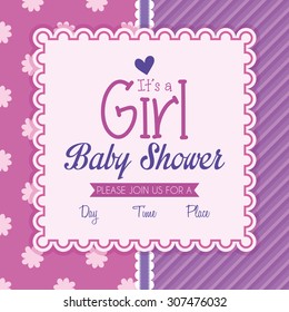 Colored label on a textured background for baby showers. Vector illustration