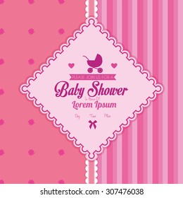 Colored label on a textured background for baby showers. Vector illustration