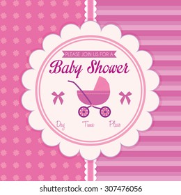 Colored label on a textured background for baby showers. Vector illustration