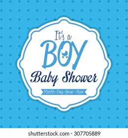 Colored label on a textured background for baby showers. Vector illustration