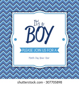 Colored label on a textured background for baby showers. Vector illustration