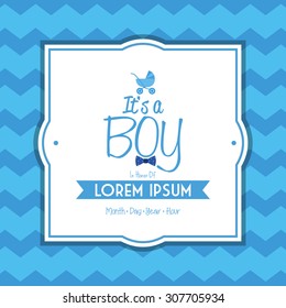 Colored label on a textured background for baby showers. Vector illustration