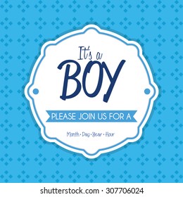 Colored label on a textured background for baby showers. Vector illustration