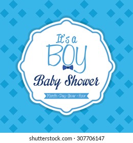 Colored label on a textured background for baby showers. Vector illustration