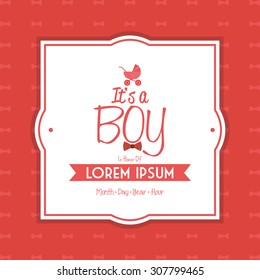 Colored label on a textured background for baby showers. Vector illustration