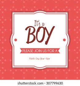 Colored label on a textured background for baby showers. Vector illustration