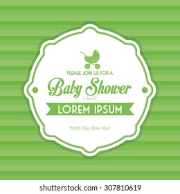 Colored label on a textured background for baby showers. Vector illustration