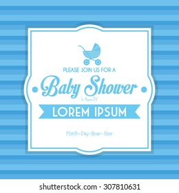 Colored label on a textured background for baby showers. Vector illustration