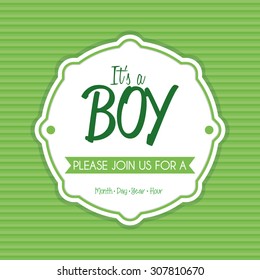 Colored label on a textured background for baby showers. Vector illustration
