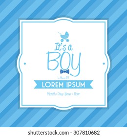 Colored label on a textured background for baby showers. Vector illustration
