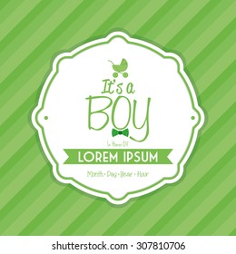 Colored label on a textured background for baby showers. Vector illustration