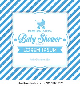 Colored label on a textured background for baby showers. Vector illustration