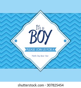 Colored label on a textured background for baby showers. Vector illustration