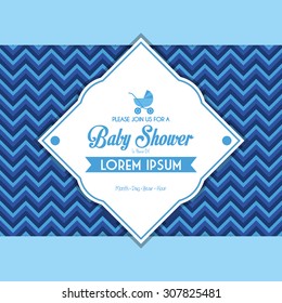Colored label on a textured background for baby showers. Vector illustration