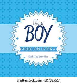 Colored label on a textured background for baby showers. Vector illustration