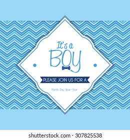 Colored label on a textured background for baby showers. Vector illustration