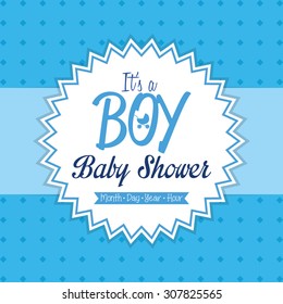Colored label on a textured background for baby showers. Vector illustration