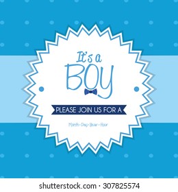 Colored label on a textured background for baby showers. Vector illustration