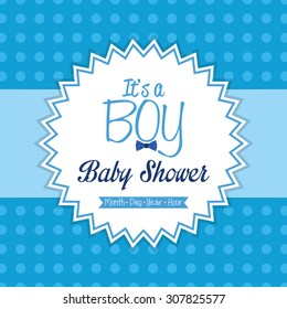 Colored label on a textured background for baby showers. Vector illustration