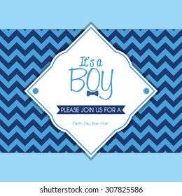 Colored label on a textured background for baby showers. Vector illustration