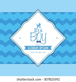 Colored label on a textured background for baby showers. Vector illustration