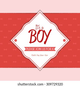 Colored label on a textured background for baby showers. Vector illustration