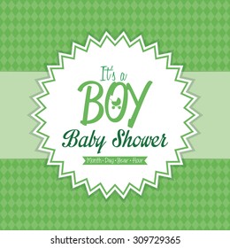 Colored label on a textured background for baby showers. Vector illustration