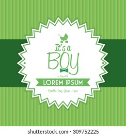 Colored label on a textured background for baby showers. Vector illustration