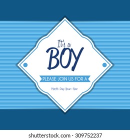 Colored label on a textured background for baby showers. Vector illustration