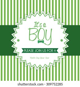 Colored label on a textured background for baby showers. Vector illustration