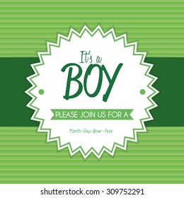 Colored label on a textured background for baby showers. Vector illustration