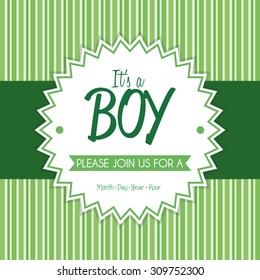 Colored label on a textured background for baby showers. Vector illustration