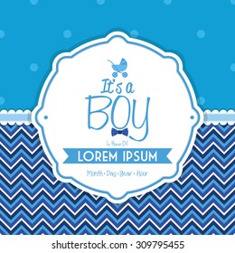 Colored label on a textured background for baby showers. Vector illustration
