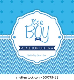 Colored label on a textured background for baby showers. Vector illustration