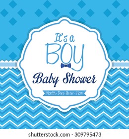 Colored label on a textured background for baby showers. Vector illustration