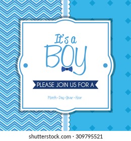 Colored label on a textured background for baby showers. Vector illustration