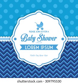 Colored label on a textured background for baby showers. Vector illustration