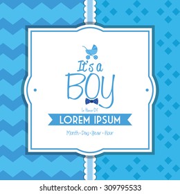 Colored label on a textured background for baby showers. Vector illustration
