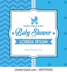 Colored label on a textured background for baby showers. Vector illustration