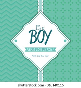 Colored label on a textured background for baby showers. Vector illustration
