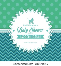 Colored label on a textured background for baby showers. Vector illustration