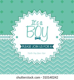 Colored label on a textured background for baby showers. Vector illustration